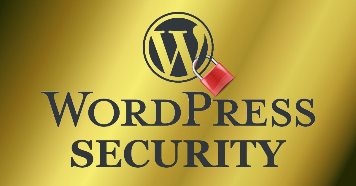 Security” printed below the WordPress logo with a padlock locked through it